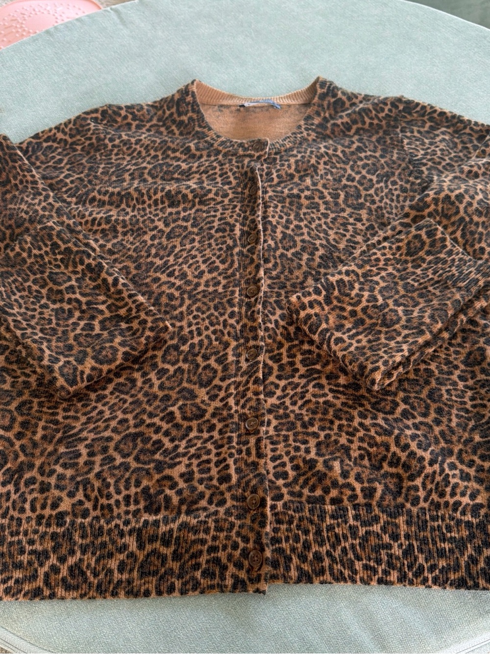 Leopard Print Button Cardigan - Brown & Black